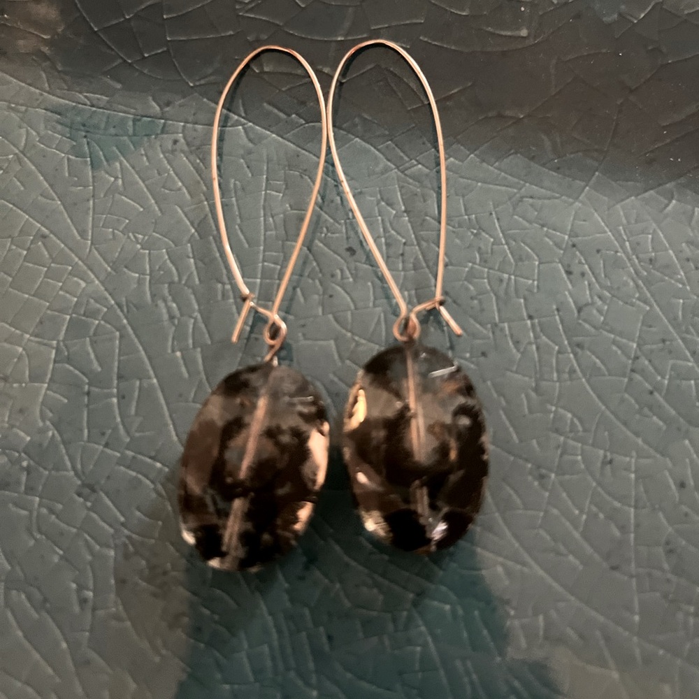 Black marble bead earrings